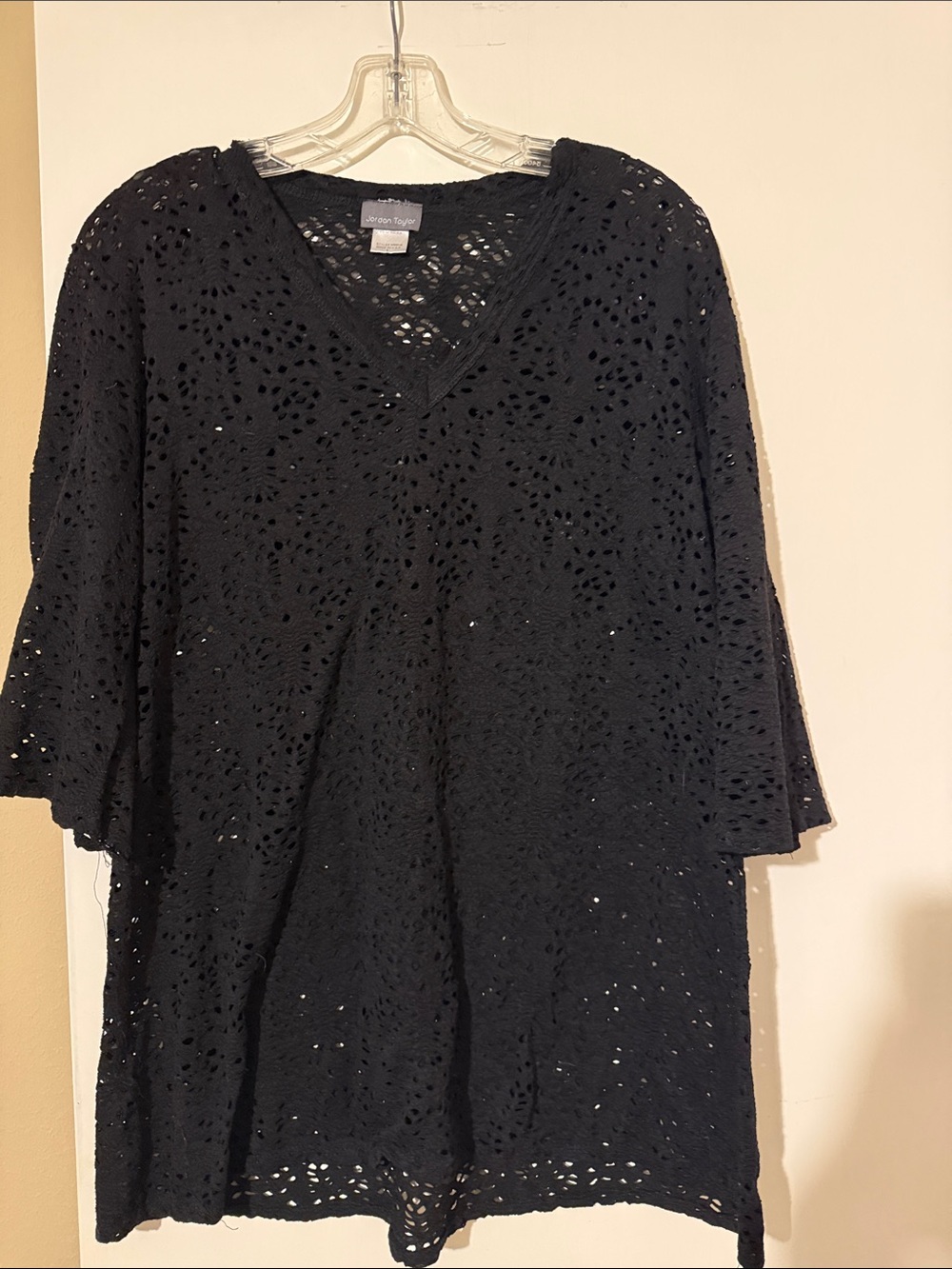Jordan Taylor Black Openwork Knit Top